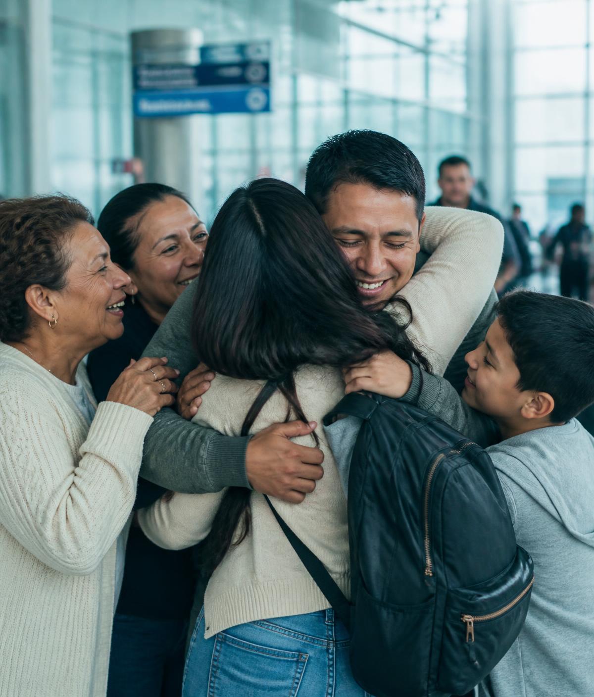 Familia reunida tras un proceso de inmigracion familiar